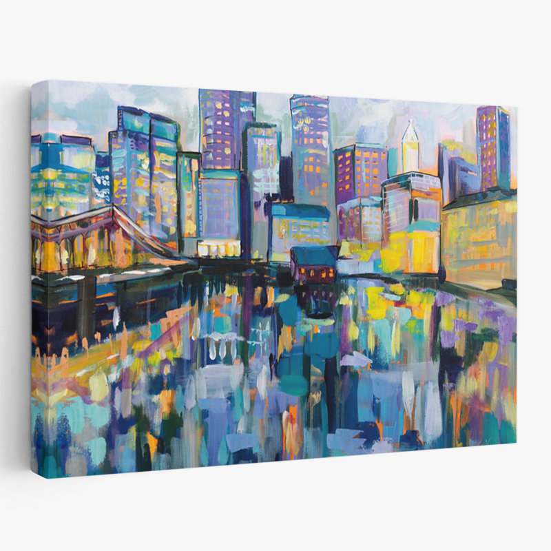Bleu et art de Boston Harbor, H 24 po x l 36 po