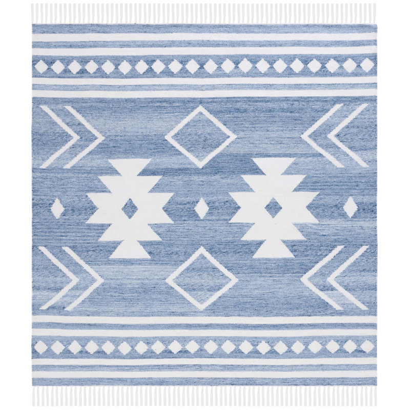 Almaree Flat Weave Polpropylene Southwestern Rug, Square 7'