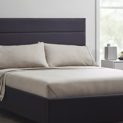 600 Tc Cotton Rich Sheet Set, Split California King, Sandstone – Cotton/polyester Blend, Wrinkle-resistant, Deep Pocket Up To 18"