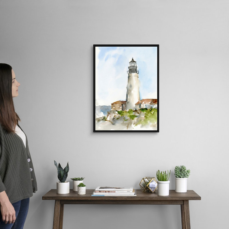 Étude du phare Plein Air II par Ethan Harper - reproduction d'art, 26" H x 20" W x 1.75" D, Toile avec cadre noir