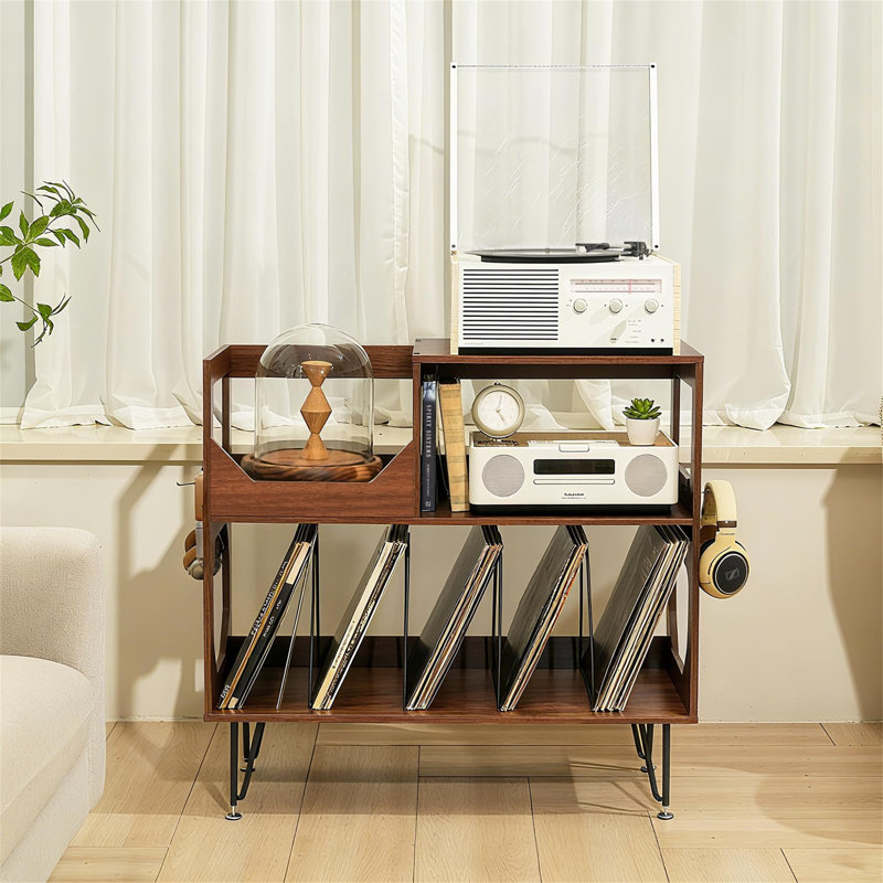 Manufactured Wood,Metal 78cm H Media Shelves, Brown