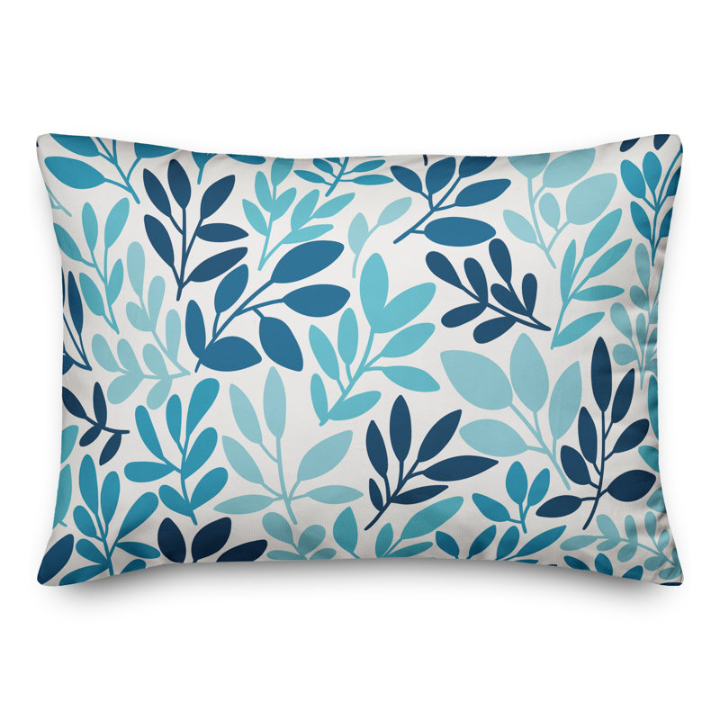 Coussin lombaire intérieur / extérieur Leaf, Polyester / Bourre en polyester, Bleu / bleu sarcelle / crème