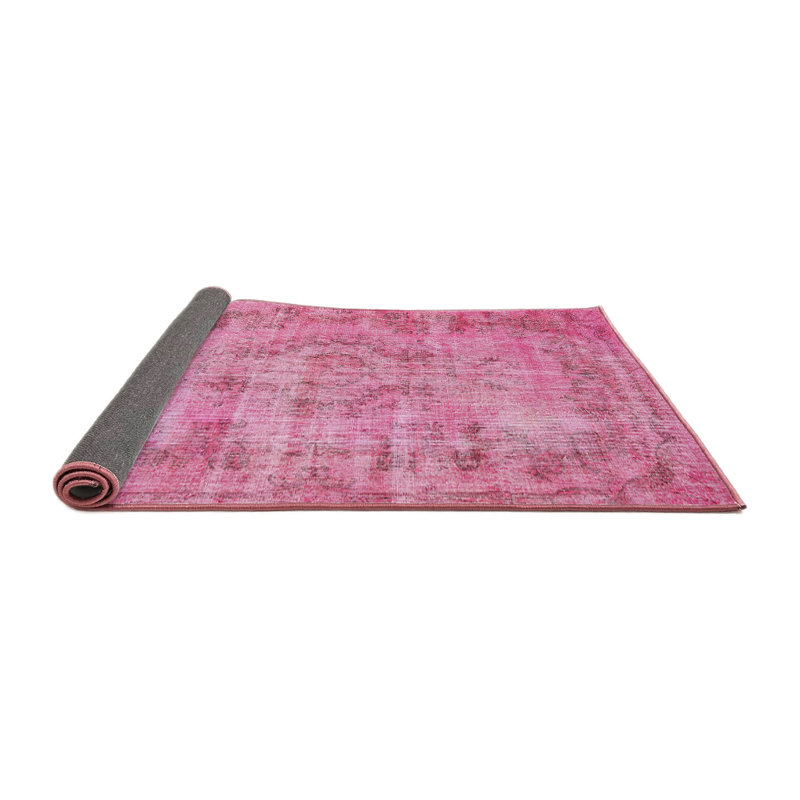 Tapis floral en laine rose clair, Carré 6 pi