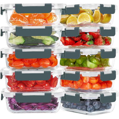 10 contenants en verre 22 oz avec couvercles