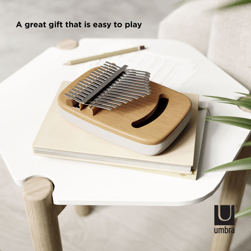 White and Natural Beechwood Kalimba Thumb Piano