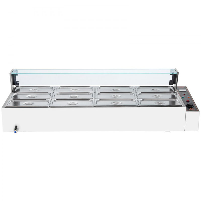 Chauffe-plat électrique commercial 12 pièces 12 * 8 pte avec écran en verre