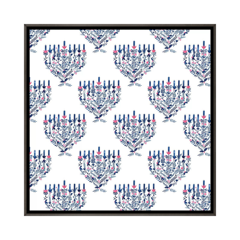 «Boho Hanukkah Collection G» par Grace Popp - reproduction imprimée, Toile avec cadre gris, Pas de tapis