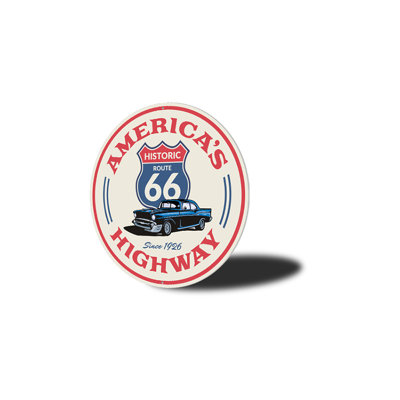 America's Highway Route 66 Novelty Aluminum Sign