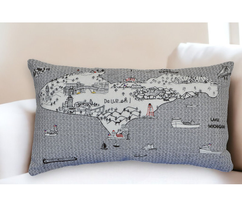 Coussin lombaire 24 po NYC, Blanc / gris / rouge