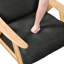 Siège d'appoint en tissu gris foncé, structure en bois d'hévéa massif et rembourrage en mousse pour fauteuil de relaxation, fabrication en bois, siège à dossier rembourré-640650853