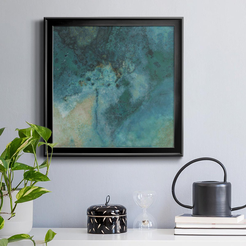 Azur IV - Peinture sur toile encadrée, H 17,5 po x l 17,5 po x P 1,5 po, Noir