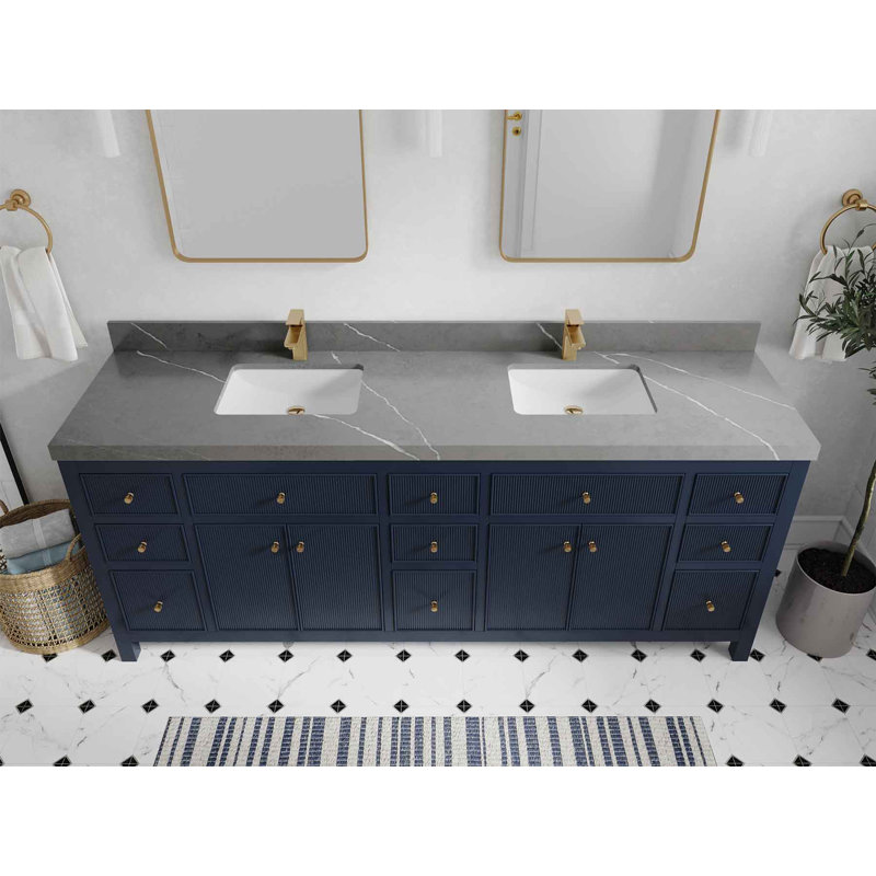 Ensemble de meuble-lavabo double 84 po Sonoma, Gris Piatra