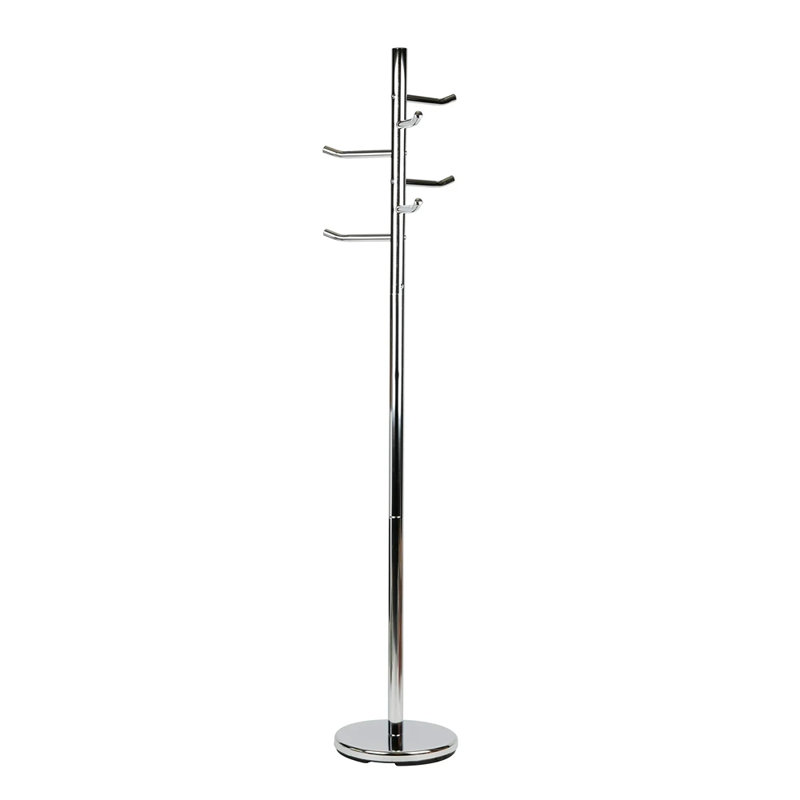  Freestanding Coat Rack, Multi-Hook Organizer for Office or Entryway, Metal, Silver