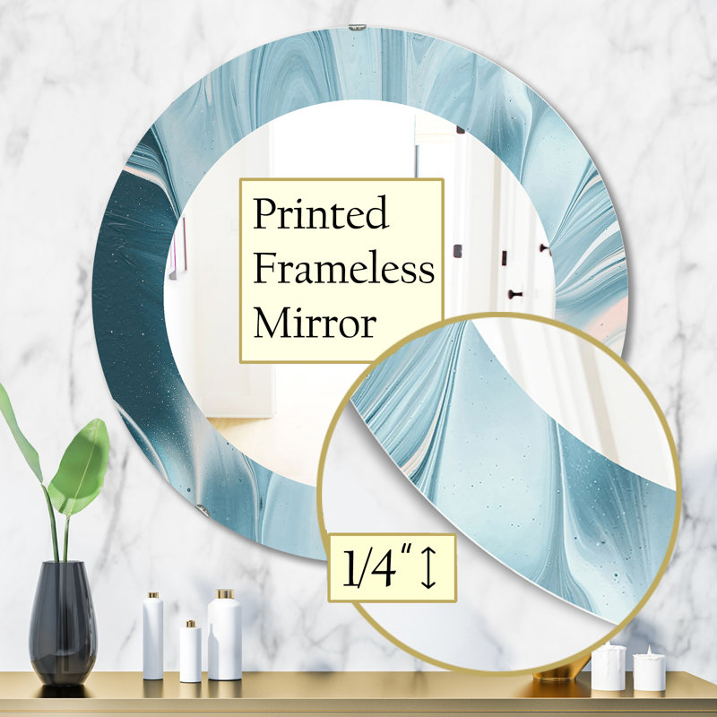Water I Modern Traditional Wall Mirror, 31.5" H x 31.5" W