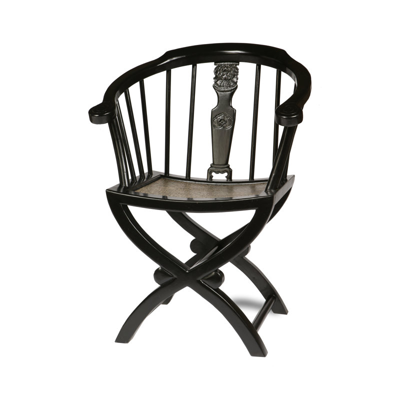 Hangzhou Solid Wood Windsor Back Armchair, Black Lacquer