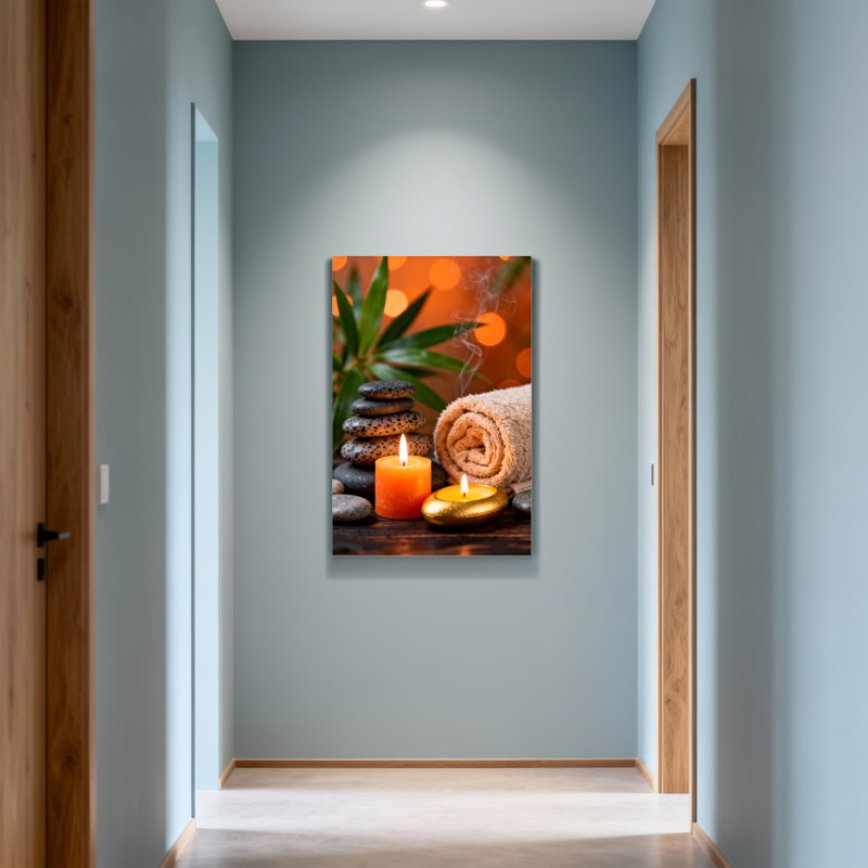 Bain et buanderie Pierres de bougie, plante, plante, fumée, lumière chaude, atmosphère paisible, H 24 po x l 36 po