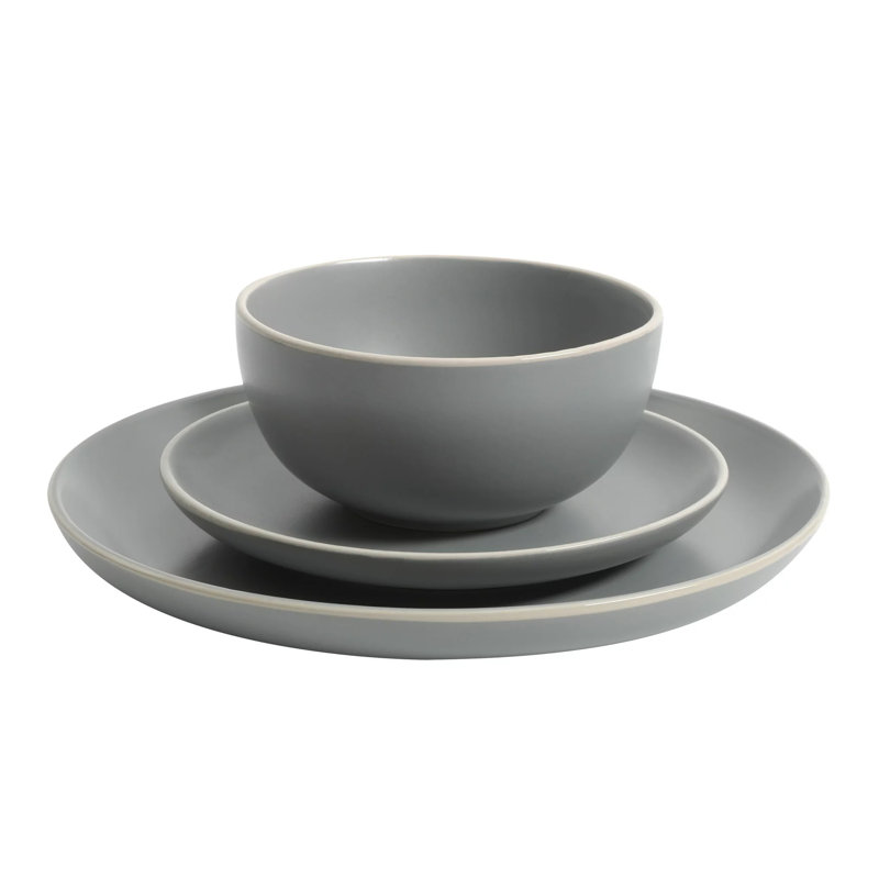 Gibson Stoneware Dinnerware Set - Service for 4, Gray