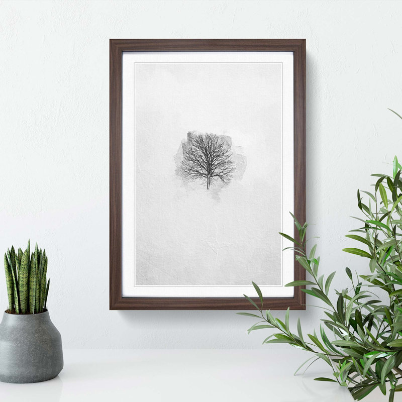 A Winter Tree in Abstract - Framed Print, 33cm H x 24cm W x 2cm D, Walnut Framed