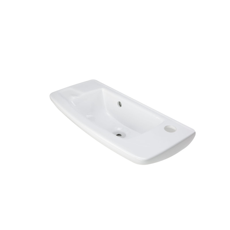 Compact White Glazed Ceramic Wall-Mount Vessel Sink