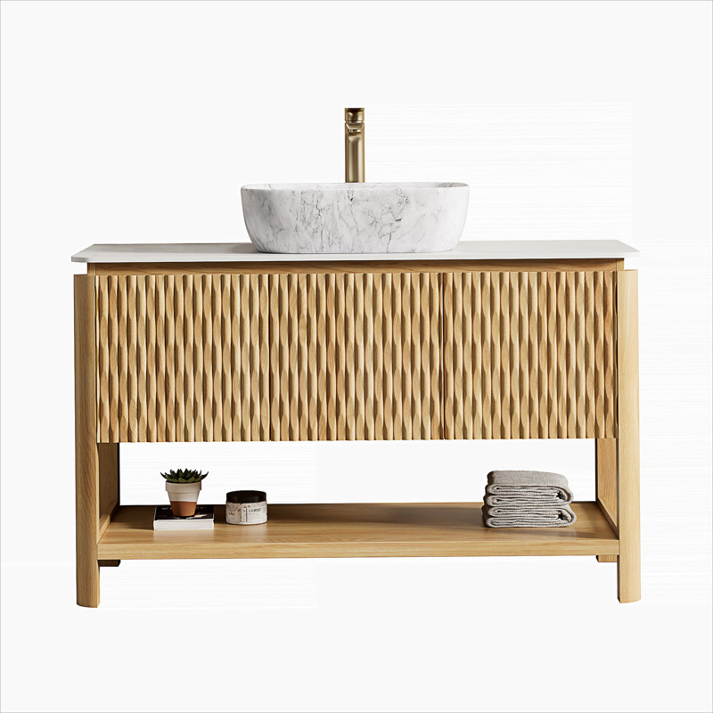Meuble-lavabo de salle de bain autoportant avec tablette ouverte