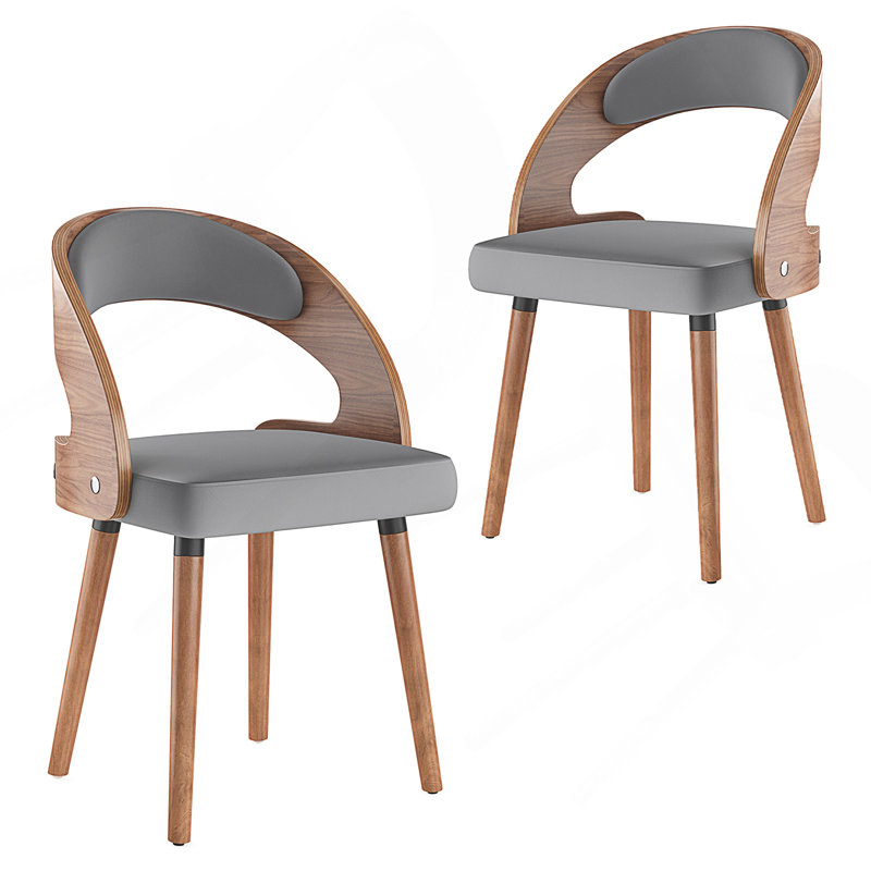 Upholstered Dining Chair With Wooden Frame, Beige, 2