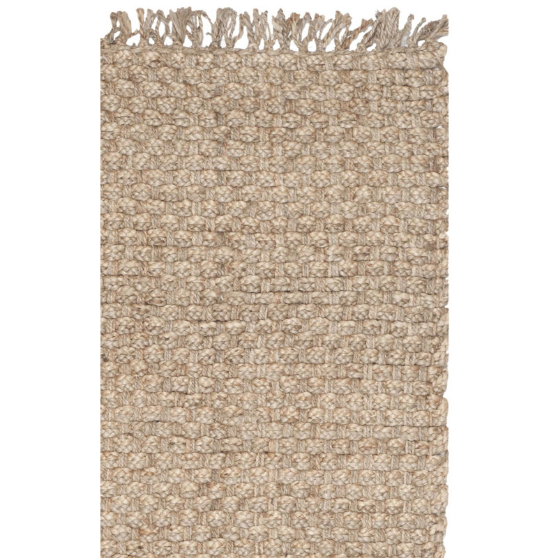 Tapis de couleur unie en jute tissé à la main Jakwaun, Tapis de couloir 2 pi 6 po x 8 pi