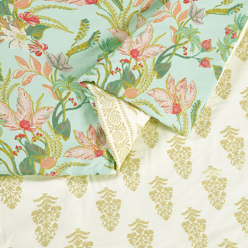 Queenie Tropical 3-Piece Reversible Comforter Set, King Comforter + 2 King Shams