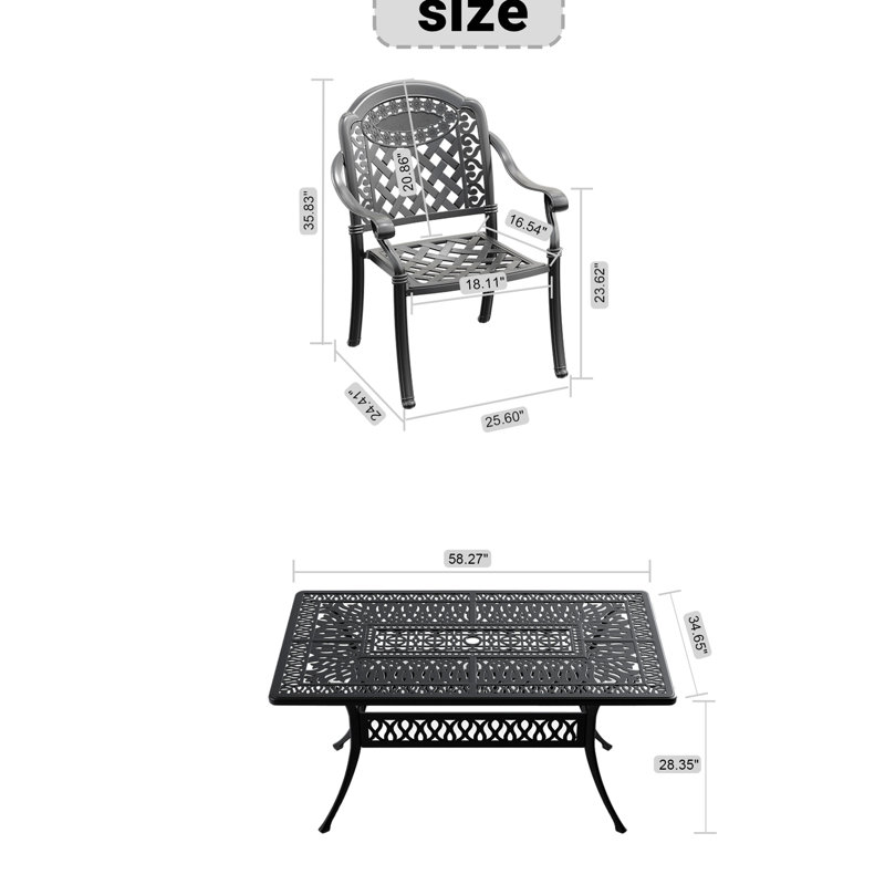 Kechia 4 - Person Patio Dining Set Rectangular Table with Cushions Included