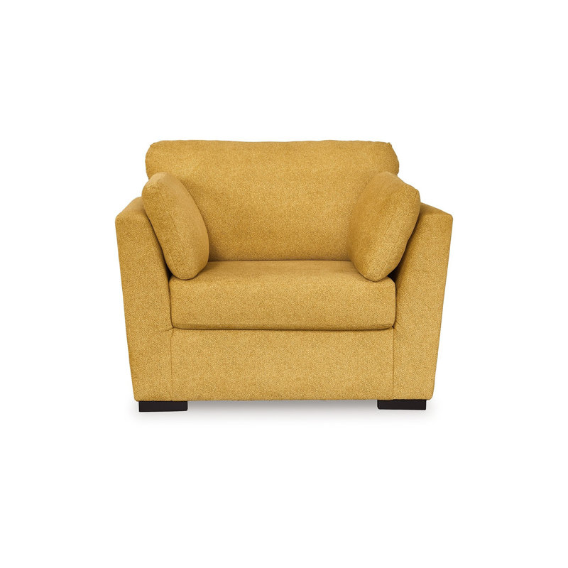 Fauteuil d'appoint surdimensionné viennois, 2 traversins, faux velours, Velours jaune