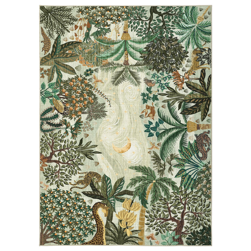 Floral Machine Washable Rugs with Rubber Backing for Living Room Non Slip Stain Resistant Carpet for Bedroom Living Room
