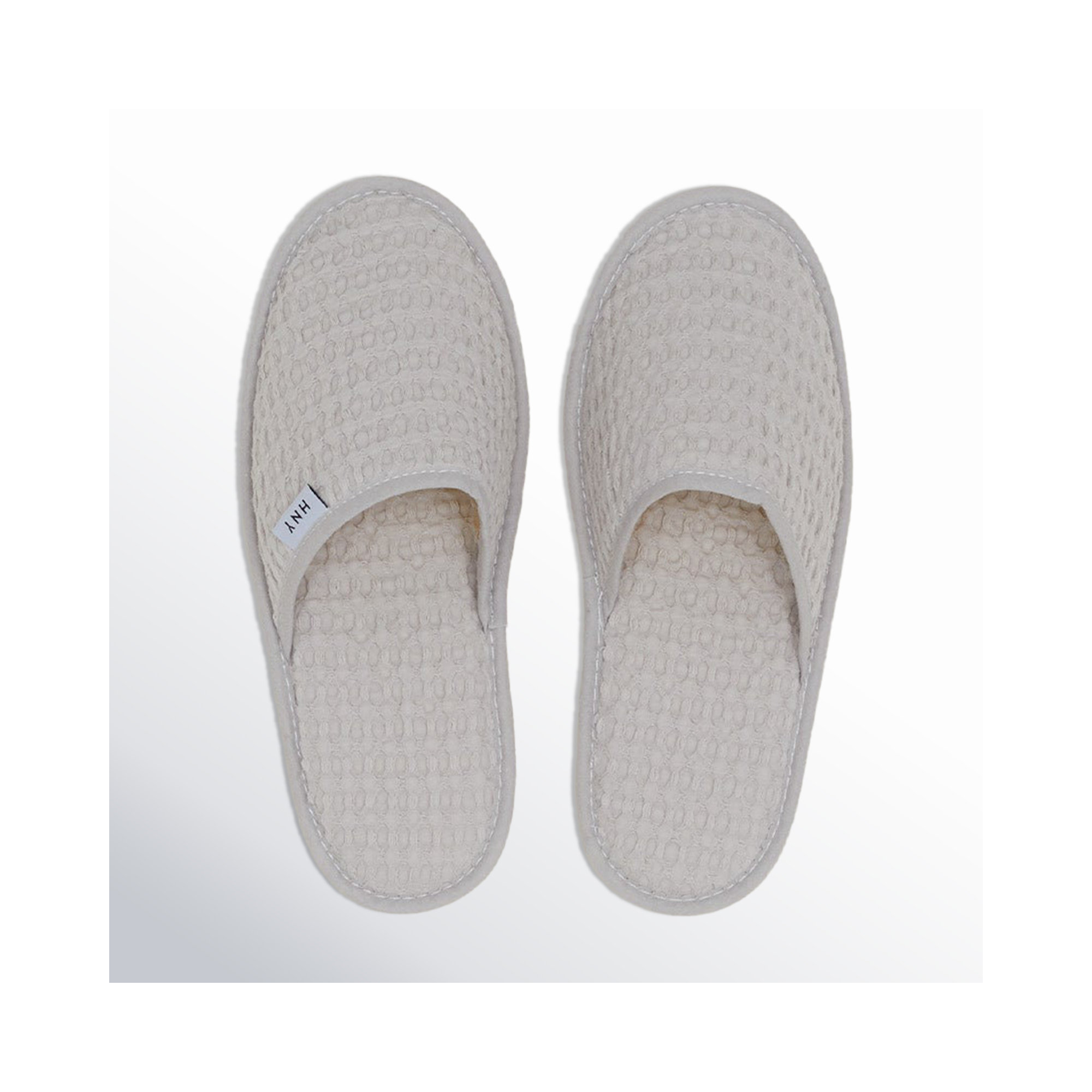 Simple Cotton Waffle Slippers, Light Gray, Medium