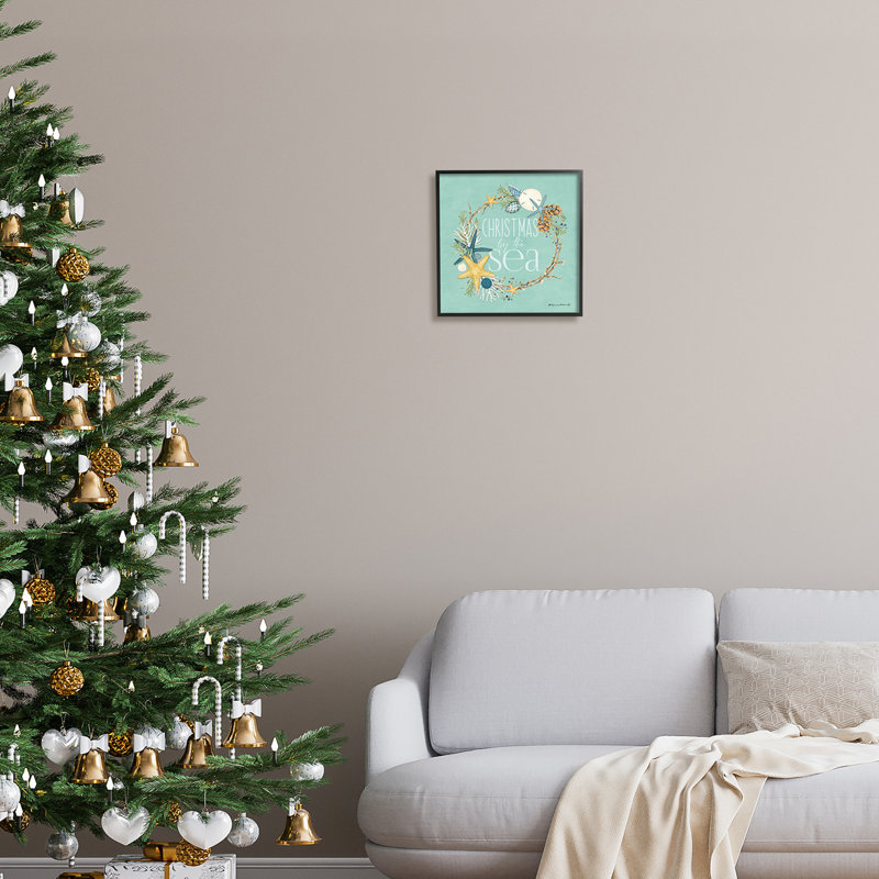 Couronne de Noël encadrée sur bois par Stephanie Workman, Marrott, Giclée encadrée noir minuit, H 12 po x l 12 po x P 1,5 po