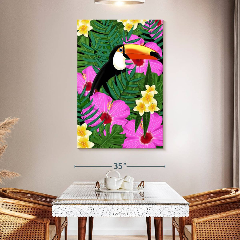 Illustration d'un toucan tropical, H 51 po x l 34 po