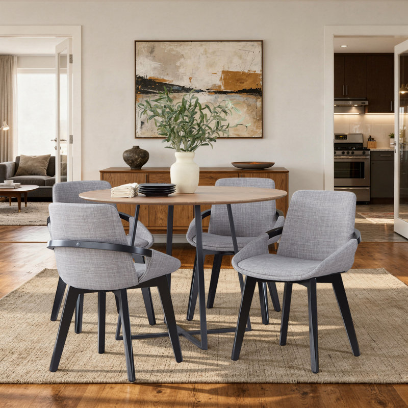 Whitacre 17'' H Upholstered Parsons Chair, Gray, Black