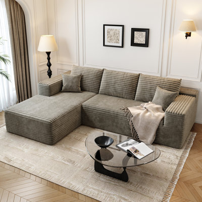 107.5"Cloud Modular Sectional Sofa Couch with L-Shape Chaise,Modern Minimalist Upholstered Couches for Living Room Bedroom,Deep Seat Corner Couch,No A by Mercer41