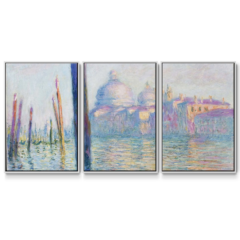 «The Grand Canal In Venice», 1908 01, reproduction sur toile 3 pièces, Blanc, H 40 po x l 78 po x P 2 po