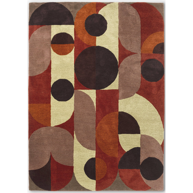 Decor Hand Tufted Wool Geometric Area Rug, Rectangle 4'7'' x 6'7''