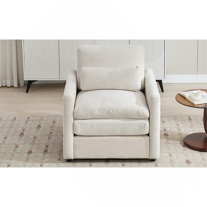 Fauteuil rembourré confortable 31,9 po, Beige Chenille, Beige