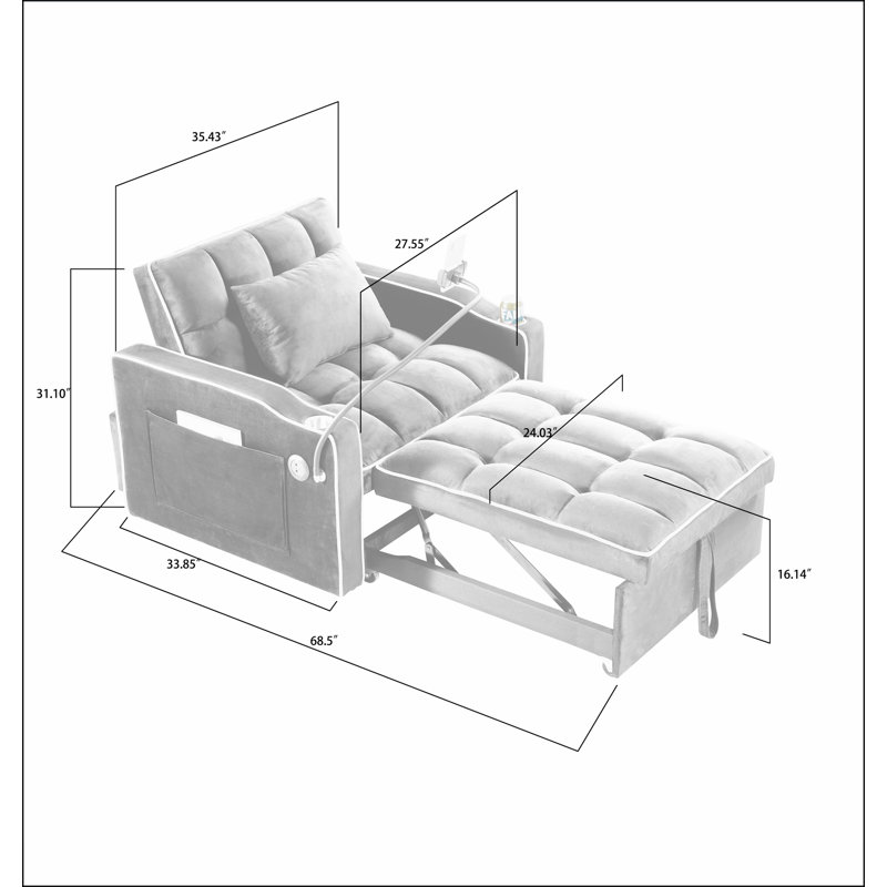 Canapé-lit convertible, Noir