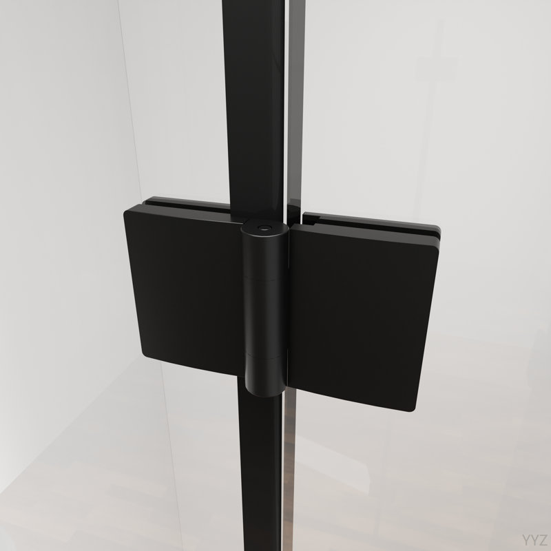 Porte de douche à charnière pliante sans cadre 34 po X P 72 po H, verre trempé 1/4 po (6 mm), panneau pliable pour salle de bain, installation réversible, noir mat