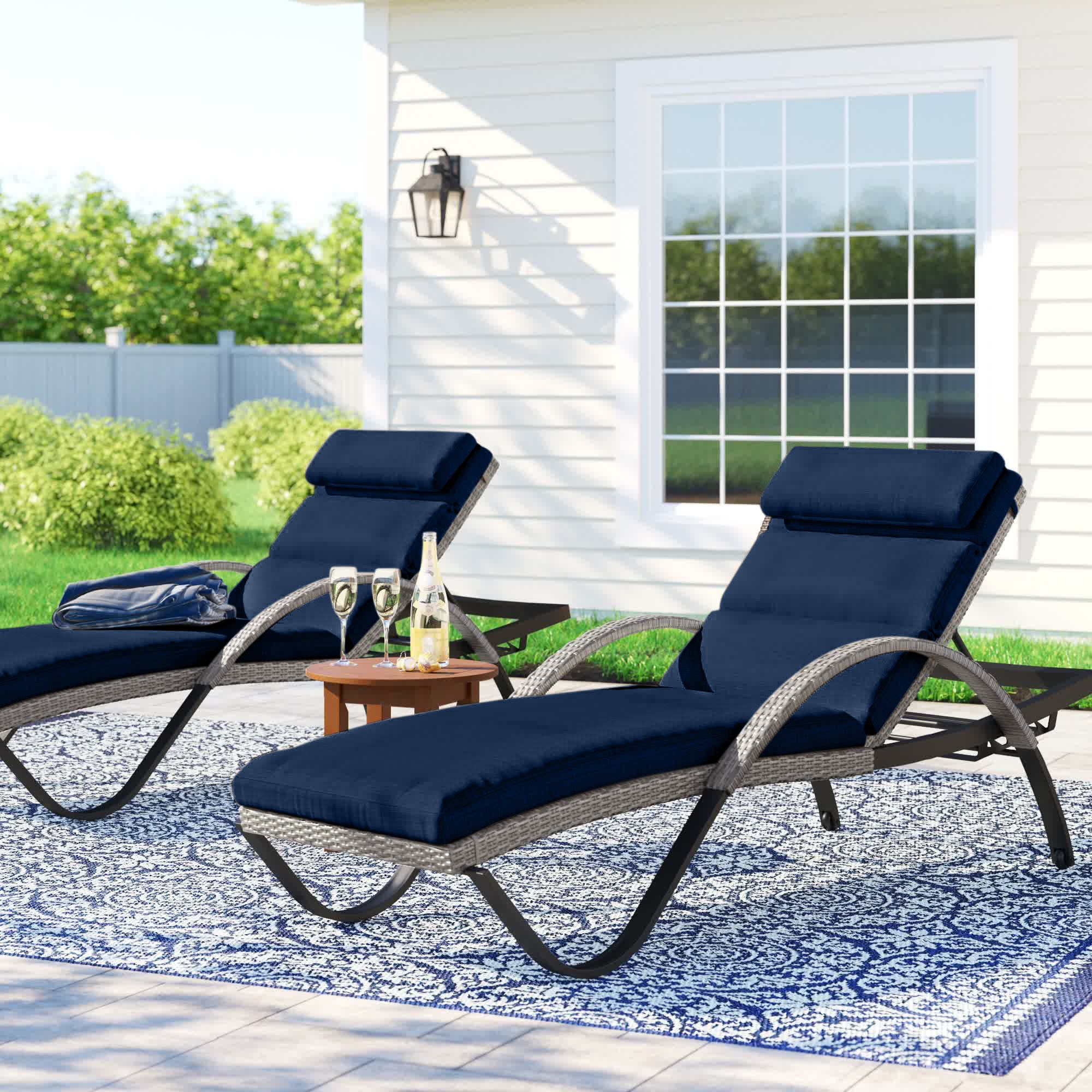 Alvah reclining chaise lounge with cushion hot sale