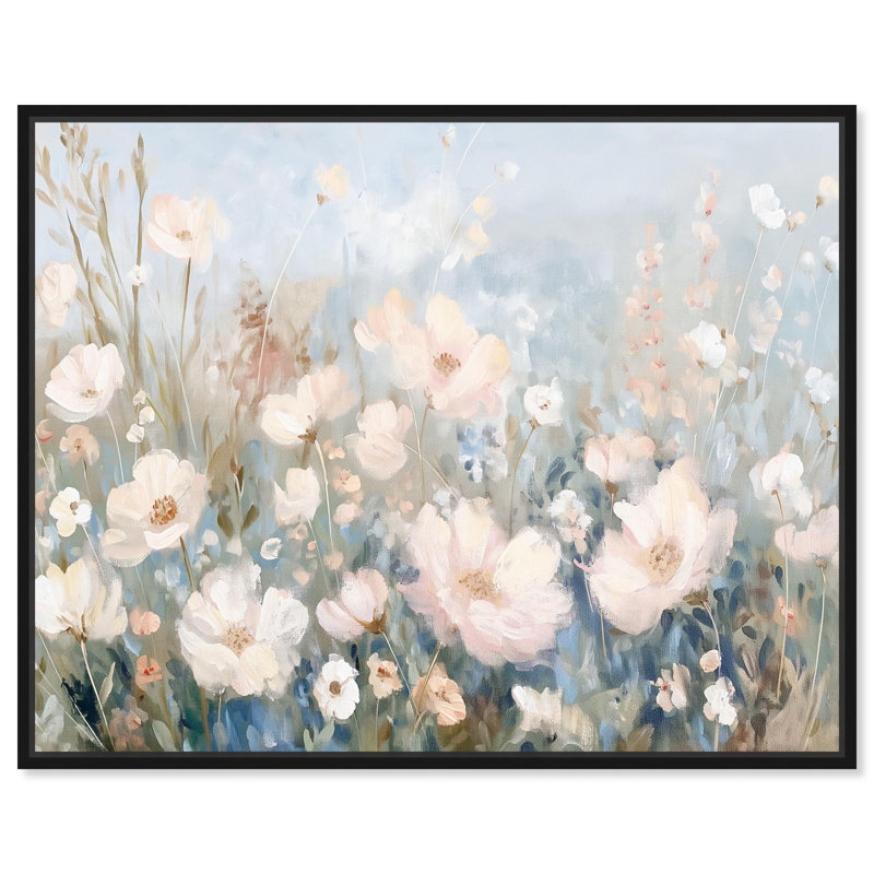 Art Remedy Muted Florals Canvas, 37" H x 31" W, Black Floater Framed