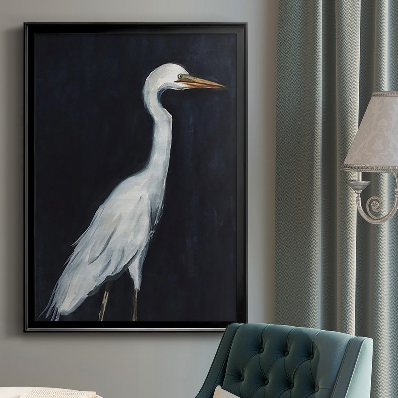 Calm Great Egret II - impression d'un seul cadre photo, H 42,5 po x l 30,5 po x P 1 po, Noir