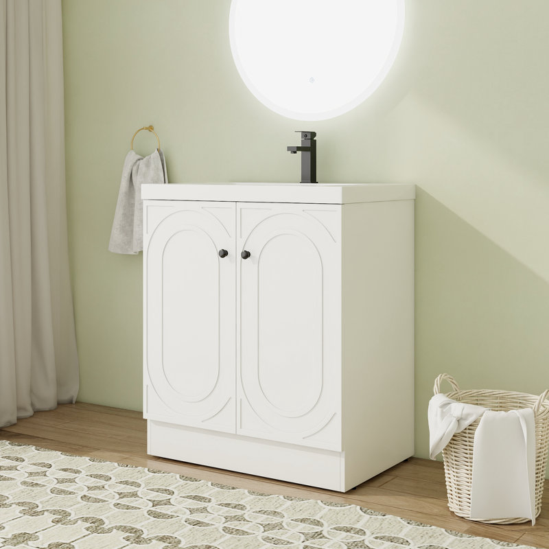 Meuble-lavabo sur pied simple de 30 po avec comptoir en résine, Vert