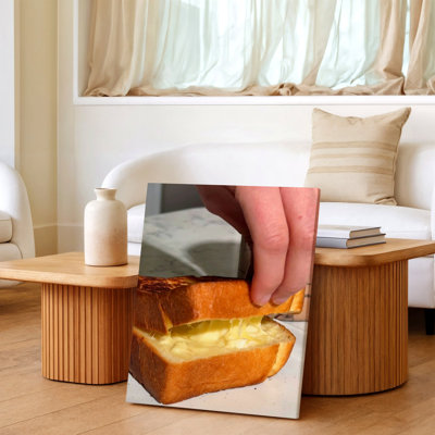 Toast, grillé, fromage, cuisine, nourriture, impression sur toile, art mural, cuisine, salle à manger, décoration murale moderne, galerie surréelle pour appartement, loft, entrée, maison, style