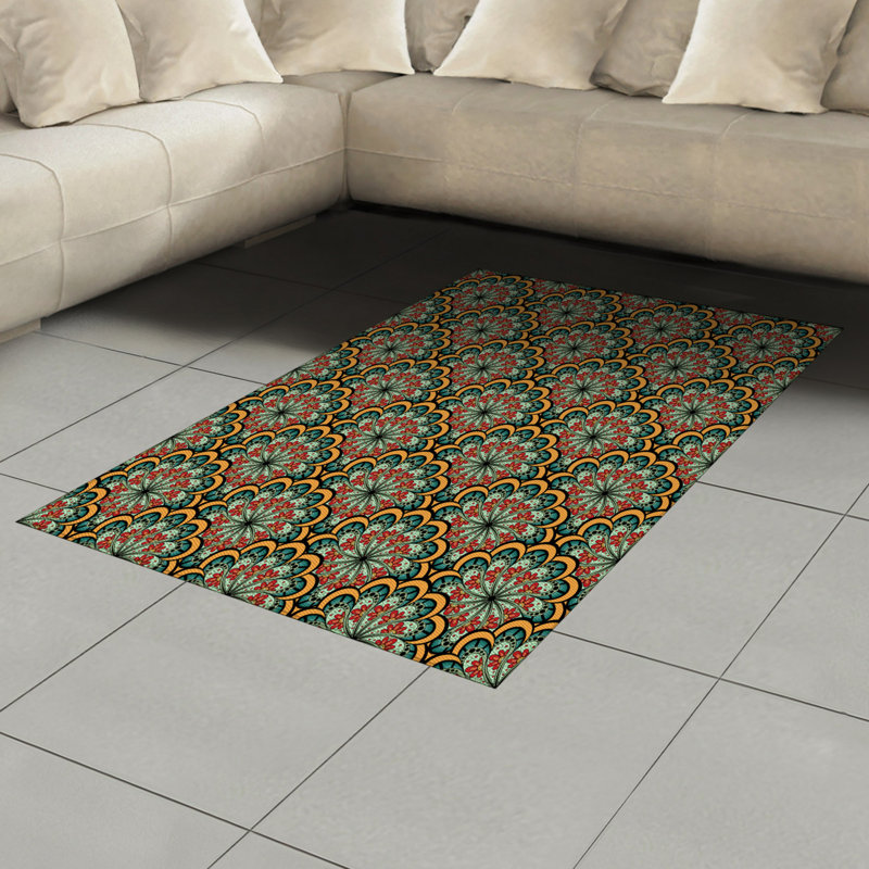 Paisley High Density Long Fiber Poly Threads Decorative Area Rug Carpet, Rectangle 4' x 5'8"