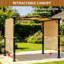 Auvent rétractable pour la cour arrière, abri de jardin extérieur avec abri de soleil et structure en acier 8 pi x 10 pi