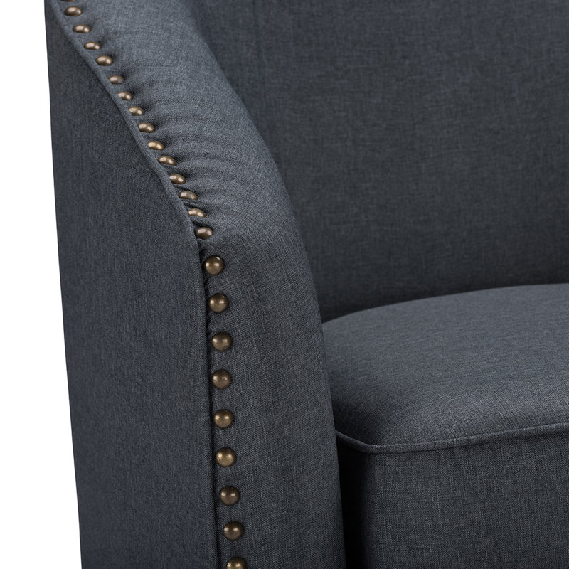Upholstered Swivel Barrel Chair, Gray