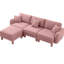 Canapé modulaire convertible à 3 places en tissu bouclé rose avec dossier doux et coussins de siège amovibles pour une détente quotidienne en forme de L-1194526063