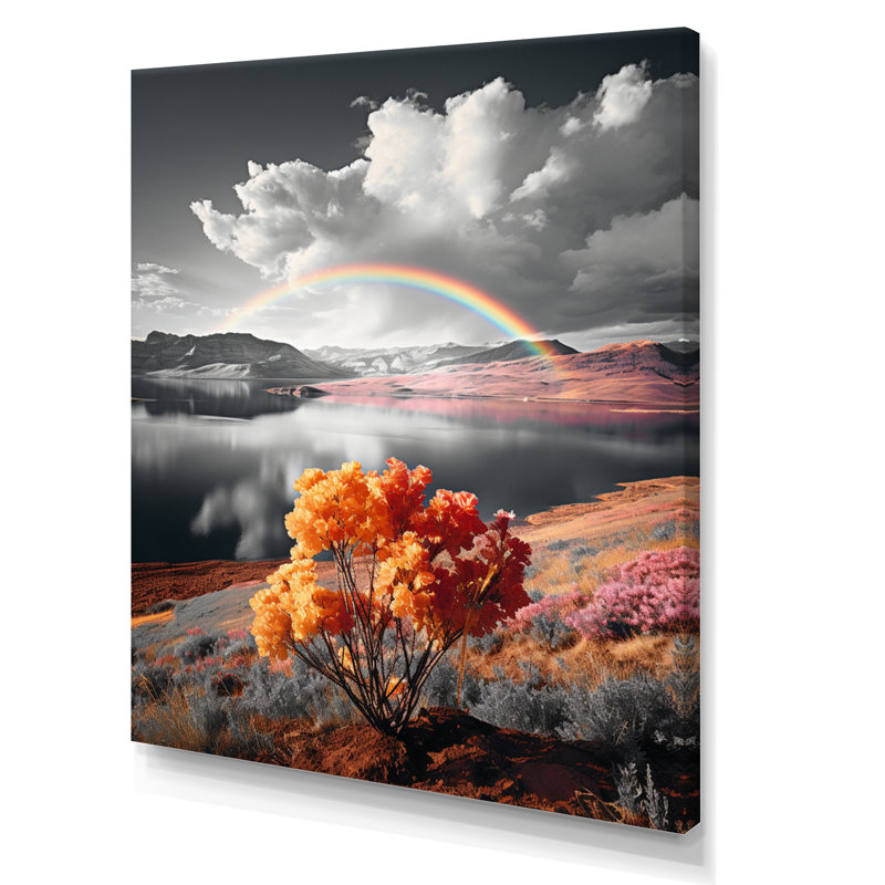 Paysage arc-en-ciel à contraste chromatique - impression, H 40 po x l 30 po x P 1,5 po, Toile tendue